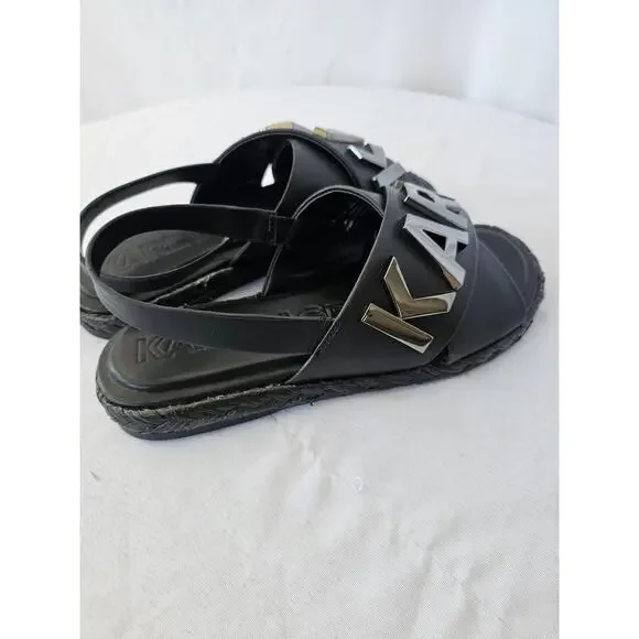 KARL LAGERFELD Women's Charla Slingback Espadrille Sandals In Black Size 5.5 M - Picture 2 of 7